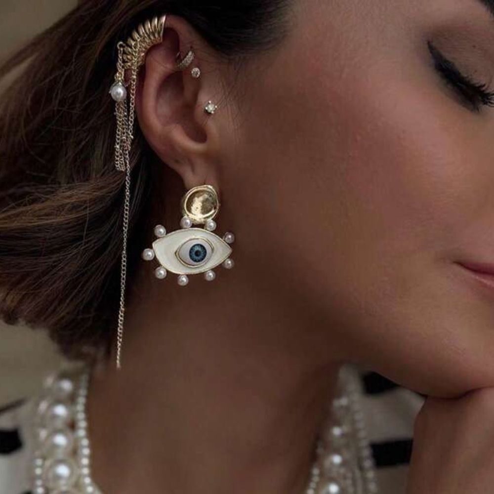 Elegant Gold Evil Eye Earrings A1465